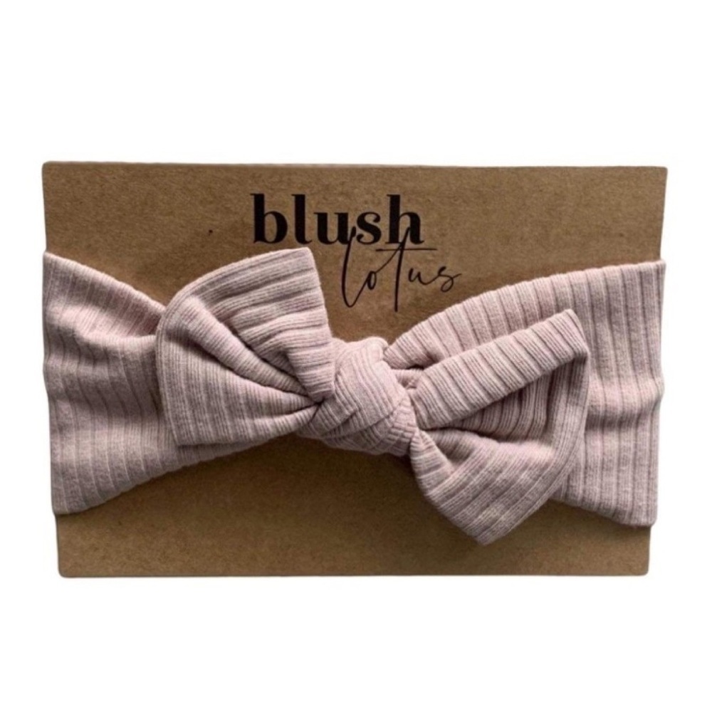 DESERT SAND | Blush Lotus ribbed organic baby bow headband